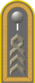 Dienstgradabzeichen eines Oberstabsfeldwebels der Heeresaufklärungstruppe auf Schulterklappe der Jacke des Dienstanzuges für Heeresuniformträger